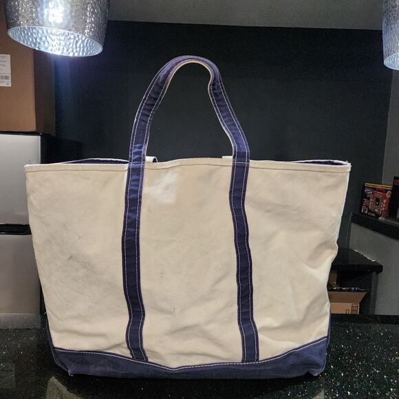 VTG LL Bean Boat & Tote Canvas Bag Zip Close USA Made XL X-Large - Picture 2 of 16